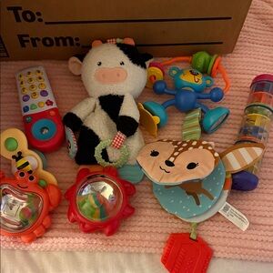 Baby toys 6-12month EUC phone rattle shake cow deer crinkle